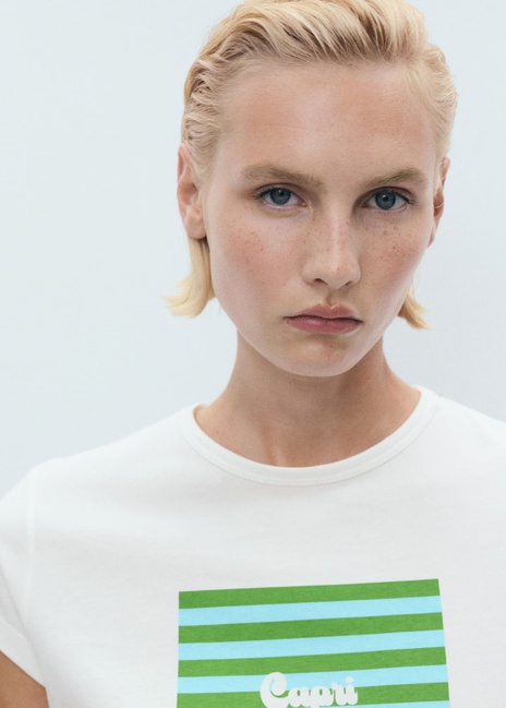 Фото ракурс 4 - Женская зеленая футболка Mango артикул 17081216 40 1 season