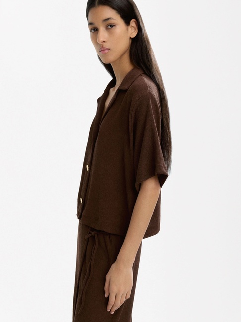 Фото ракурс 4 - Жіноча коричнева сорочка Parfois артикул 233589 _BN FW2025