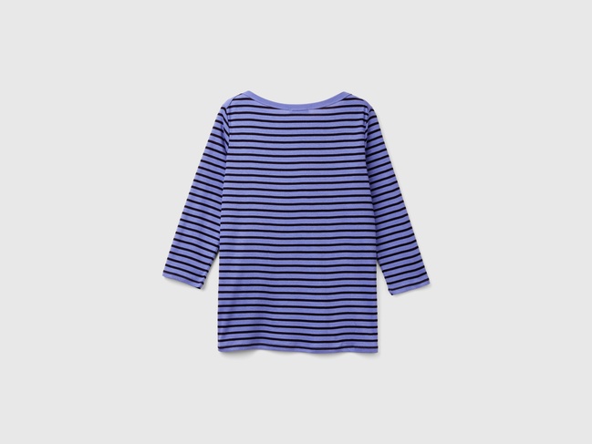 Фото ракурс 3 - Женский синий лонгслив Benetton артикул 30YSE16A1 8U5 24A