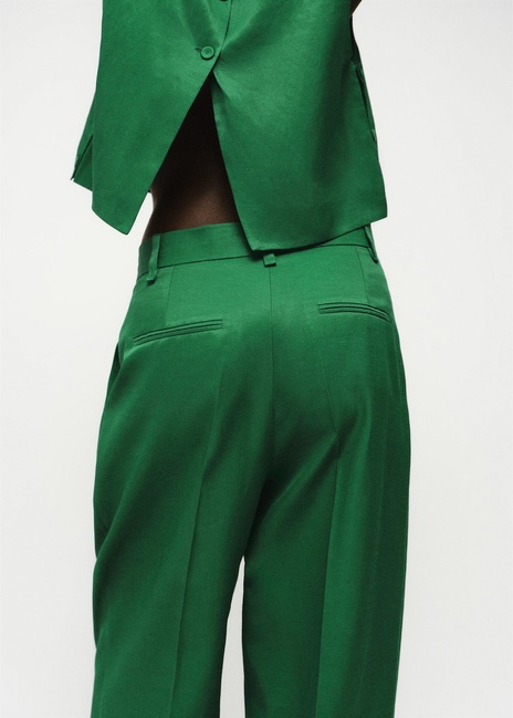 Жіночі зелені брюки Mango артикул 17094134 43 1 season Фото ракурс 4 - Жіночі зелені брюки Mango артикул 17094134 43 1 season