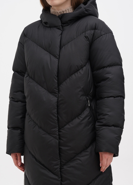 Фото ракурс 3 - Жіноче чорнe пальто EQUILIBRI артикул NV Coat Sor Black FW2024