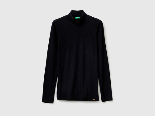 Фото ракурс 1 - Женская черная водолазка Benetton артикул 3LRU3M077 100 25A