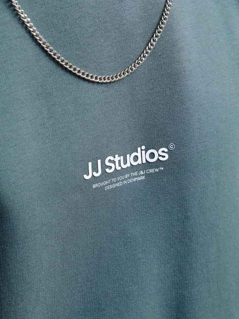 Мужской голубой свитшот Jack & Jones артикул 12278791 Stormy Weather FW2025 Фото ракурс 5 - Мужской голубой свитшот Jack & Jones артикул 12278791 Stormy Weather FW2025