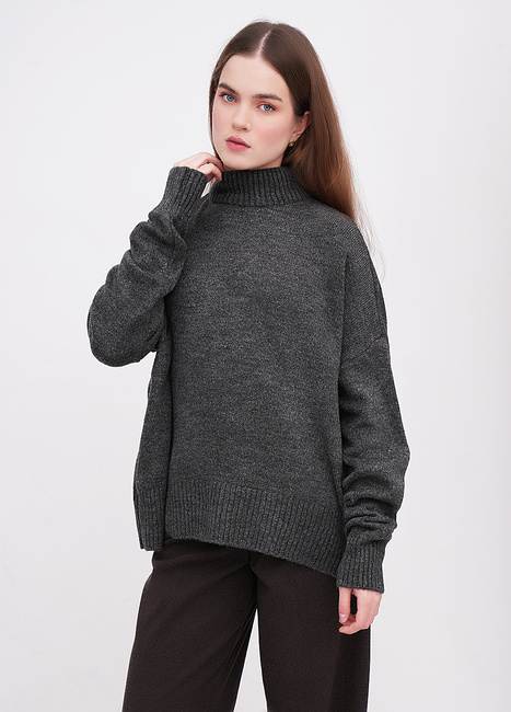 Фото ракурс 1 - Женский серый свитер EQUILIBRI артикул W342 055 001 Dark grey FW2025