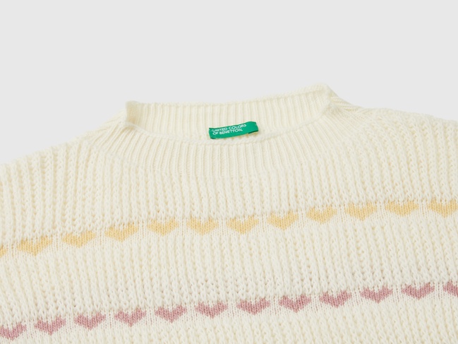 Фото ракурс 3 - Бежевий светр для дівчаток Benetton артикул 1076Q106V.G 600 24A