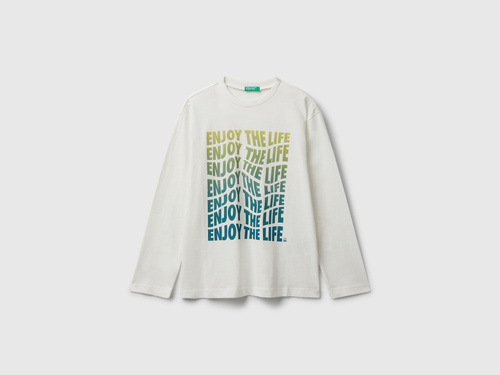 Фото ракурс 1 - Білий лонгслів Benetton для хлопчиків артикул 35RYC10QQ.G 074 25A