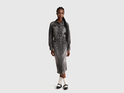 Фото ракурс 1 - Женское черное платье Benetton артикул 4ZJADV0BU 800 25A