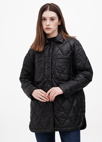 Фото ракурс 1 - Женская чёрная куртка EQUILIBRI артикул NOS Jacket Quil Black FW2024