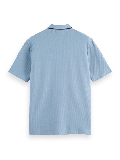 Чоловіча блакитна футболка поло SCOTCH & SODA артикул 181777 410 FW2025 Фото ракурс 6 - Чоловіча блакитна футболка поло SCOTCH & SODA артикул 181777 410 FW2025