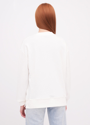 Фото ракурс 2 - Жіночий білий світшот EQUILIBRI артикул W231 036 000 White FW2025