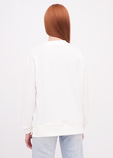 Женский белый свитшот EQUILIBRI артикул W231 036 000 White FW2025 Фото ракурс 2 - Женский белый свитшот EQUILIBRI артикул W231 036 000 White FW2025
