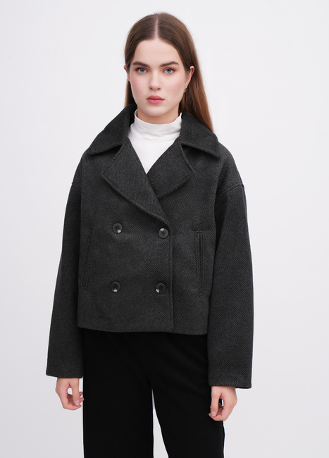 Женское серое пальто EQUILIBRI артикул BW173001 000 Grafite FW2025 Фото ракурс 1 - Женское серое пальто EQUILIBRI артикул BW173001 000 Grafite FW2025