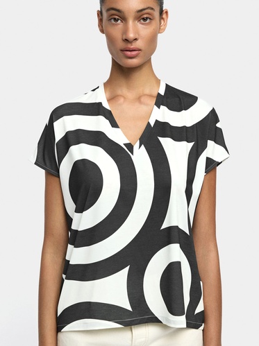 Фото ракурс 1 - Жіноча біло-чорна блузка Parfois артикул 240931 _DM FW2025