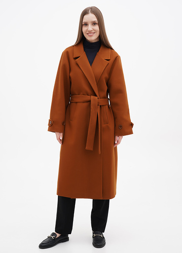 Фото ракурс 1 - Жіноче коричневe пальто EQUILIBRI артикул 1001100 CAMEL FW2024