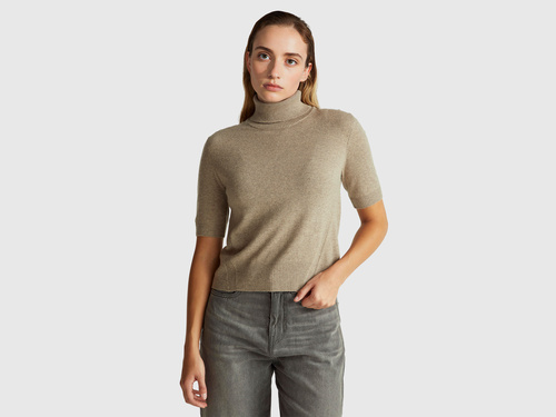 Фото ракурс 1 - Жіноча коричнева футболка Benetton артикул 102HD203X 81F 25A