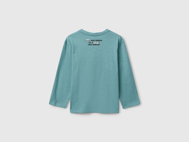 Фото ракурс 2 - Бірюзовий реглан для хлопчиків Benetton артикул 3TAMG10KM.P 33K 25A