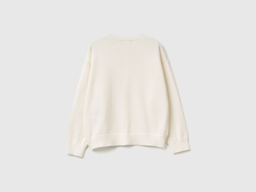 Фото ракурс 2 - Белый кардиган Benetton для девочек артикул 19DKG500R.P 074 25A