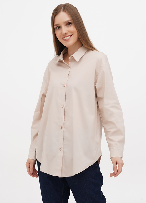 Фото ракурс 1 - Жіноча бежева сорочка EQUILIBRI артикул NOS Blouse Cot Beige SS2024