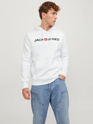 Фото ракурс 1 - Мужское белое худи Jack & Jones артикул 12137054 White FW2024