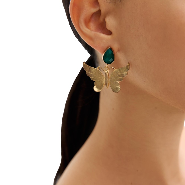 Жіночі зелено-золоті сережки Parfois артикул 235204 _GN FW2025 Фото ракурс 4 - Жіночі зелено-золоті сережки Parfois артикул 235204 _GN FW2025