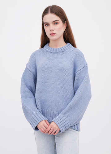 Фото ракурс 1 - Женский синий свитер EQUILIBRI артикул W342 066 000 Blue FW2025