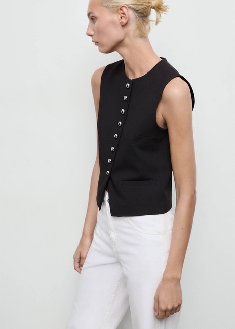 Жіночий чорний жилет Mango артикул 17086349 99 1 season Фото ракурс 5 - Жіночий чорний жилет Mango артикул 17086349 99 1 season