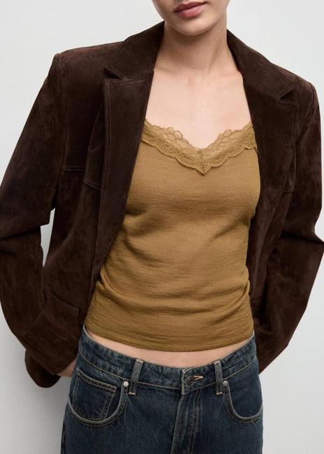 Фото ракурс 5 - Женский бежевый топ Mango артикул 17085824 16 1 season