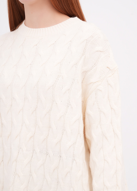 Фото ракурс 4 - Женский бежевый свитер EQUILIBRI артикул W342 065 000 Beige FW2025