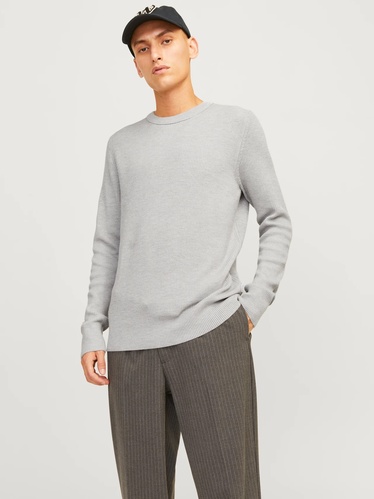 Фото ракурс 1 - Чоловічий сірий джемпер Jack & Jones артикул 12257771 LIGHT GREY MELANGE FW2024