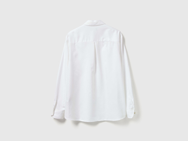 Женская белая рубашка Benetton артикул 56D8DQ0CG 101 25A Фото ракурс 2 - Женская белая рубашка Benetton артикул 56D8DQ0CG 101 25A