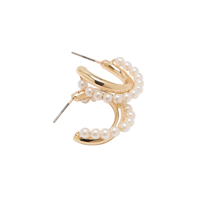 Жіночі біло-золоті сережки Parfois артикул 239410 _PE FW2025 Фото ракурс 2 - Жіночі біло-золоті сережки Parfois артикул 239410 _PE FW2025