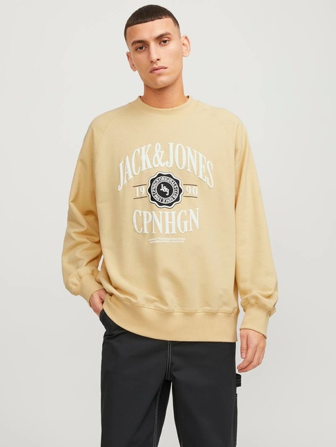 Фото ракурс 1 - Мужской бежевый свитшот Jack & Jones артикул 12252052 Italian Straw FW2024