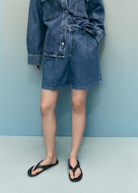 Фото ракурс 1 - Женские синие шорты Mango артикул 17061208 TM 1 season