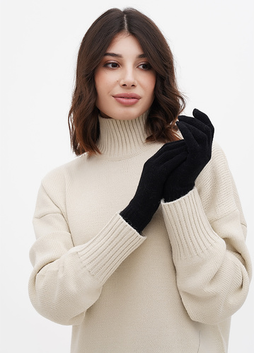 Фото ракурс 1 - Женские чёрные перчатки EQUILIBRI артикул W SW Gloves 2 Black FW2024