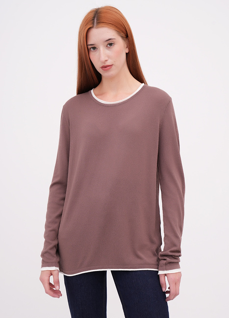 Фото ракурс 1 - Жіночий коричневий джемпер EQUILIBRI артикул W345 024 000 Mocco FW2025