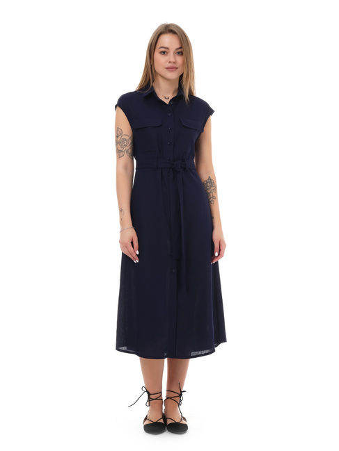 Жіноча синя сукня EQUILIBRI артикул W452 092 000 NAVY BLUE SS2025 Фото ракурс 1 - Жіноча синя сукня EQUILIBRI артикул W452 092 000 NAVY BLUE SS2025