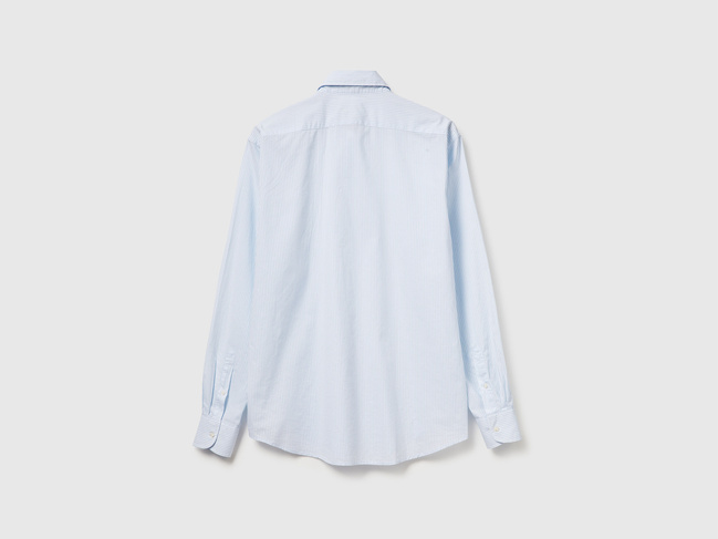 Чоловіча блакитна сорочка Benetton артикул 52MCUQ04A 924 25A Фото ракурс 2 - Чоловіча блакитна сорочка Benetton артикул 52MCUQ04A 924 25A