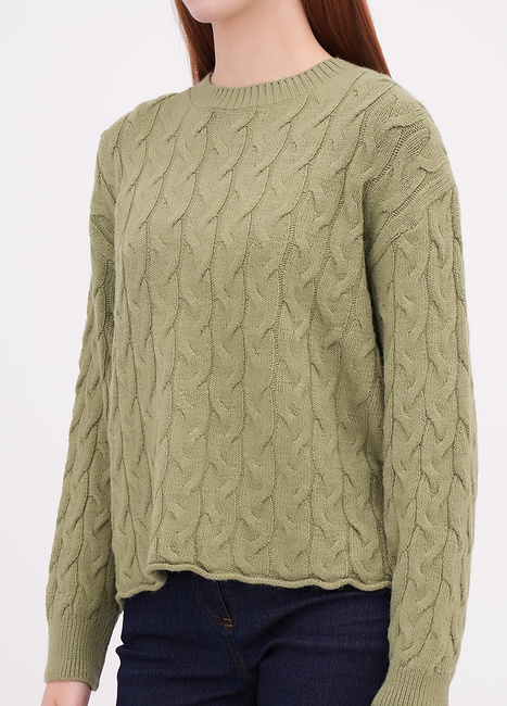 Фото ракурс 3 - Жіночий зелений светр EQUILIBRI артикул W342 065 000 OLIVE FW2025