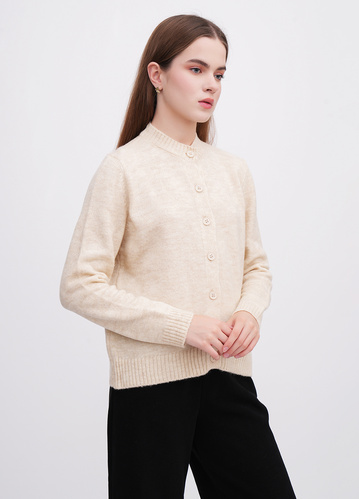 Фото ракурс 1 - Жіночий бежевий кардиган EQUILIBRI артикул W343 012 000 Beige FW2025