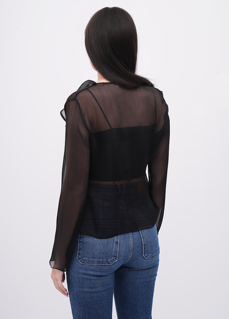 Жіноча чорна блузка EQUILIBRI артикул W421 024 000 Black FW2025 Фото ракурс 2 - Жіноча чорна блузка EQUILIBRI артикул W421 024 000 Black FW2025