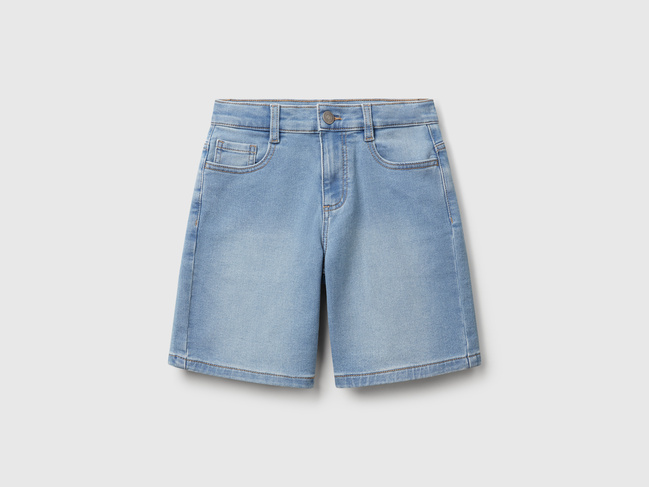 Синие шорты для мальчиков Benetton артикул 44LGC9048.G 902 25E Фото ракурс 1 - Синие шорты для мальчиков Benetton артикул 44LGC9048.G 902 25E