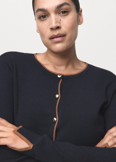 Женский синий кардиган Mango артикул 17045809 56 1 season Фото ракурс 6 - Женский синий кардиган Mango артикул 17045809 56 1 season