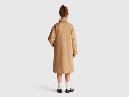 Фото ракурс 2 - Женский коричневый плащ Benetton артикул 2I1UDN08F 193 25A