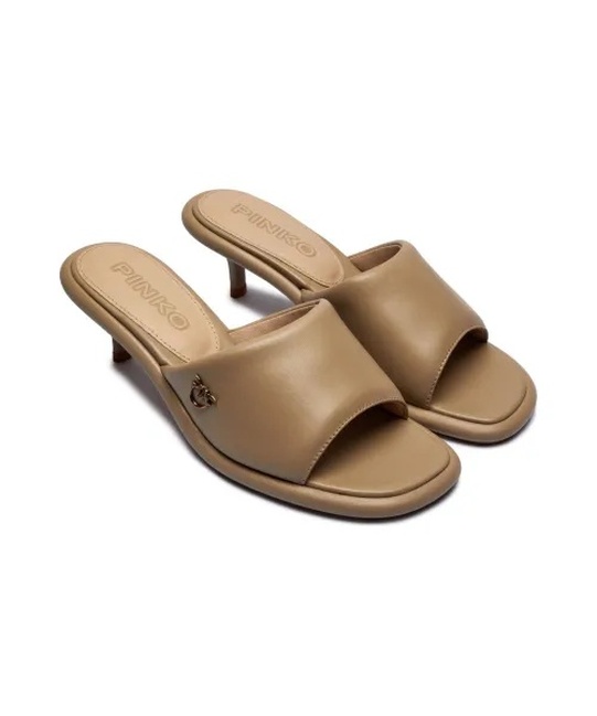 Женские бежевые босоножки Pinko артикул SD0277-P003 I35 SS2025 Фото ракурс 2 - Женские бежевые босоножки Pinko артикул SD0277-P003 I35 SS2025