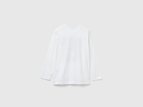 Фото ракурс 2 - Белый реглан Benetton для мальчиков артикул 3JERC10QO.G 074 25A