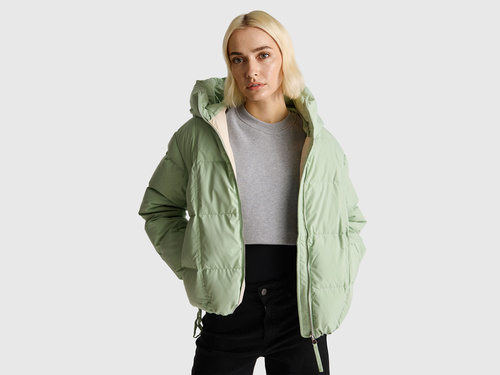 Фото ракурс 1 - Женская зеленая куртка Benetton артикул 22T6DN086 22U 25A