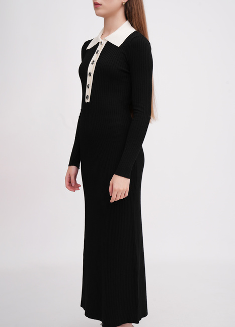 Женское черное платье EQUILIBRI артикул W352 033 000 Black FW2025 Фото ракурс 3 - Женское черное платье EQUILIBRI артикул W352 033 000 Black FW2025