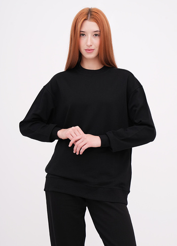 Фото ракурс 1 - Жіночий чорний світшот EQUILIBRI артикул W291 041 100 Black FW2025