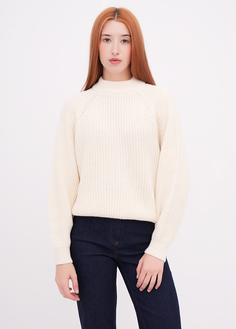 Фото ракурс 1 - Женский молочный свитер EQUILIBRI артикул W342 012 002 ECRU FW2025