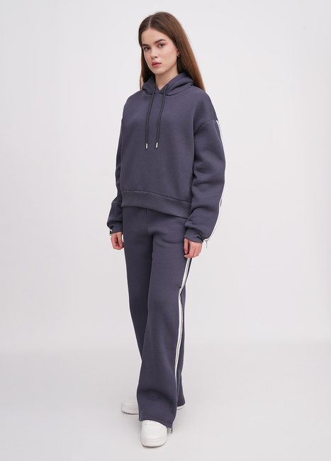 Жіноче сірe худі EQUILIBRI артикул W291 048 100 FUME FW2025 Фото ракурс 3 - Жіноче сірe худі EQUILIBRI артикул W291 048 100 FUME FW2025